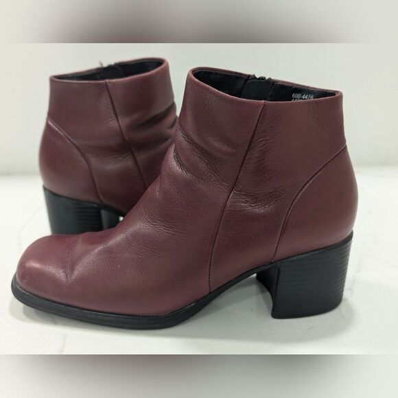 White Mountain ankle Boots VTG Burgundy wine red Leather Chelsea Fairchild  sz 7 - Picture 6 of 13